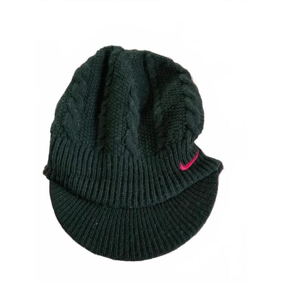 Nike Accessories - Nike Reversible Knit Beanie Hat with Visor - Black & Pink Stripes